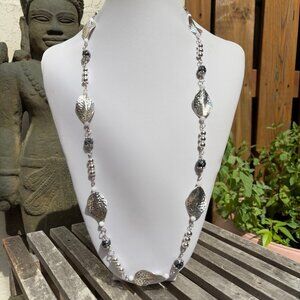 Stylish silver and stone necklace